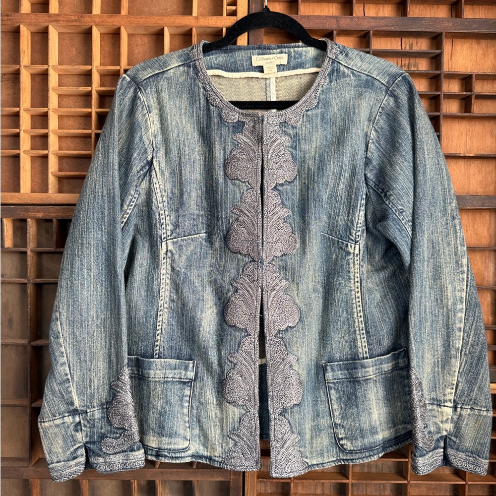 Coldwater Creek Embroidered Denim Jacket - Picture 1 of 6